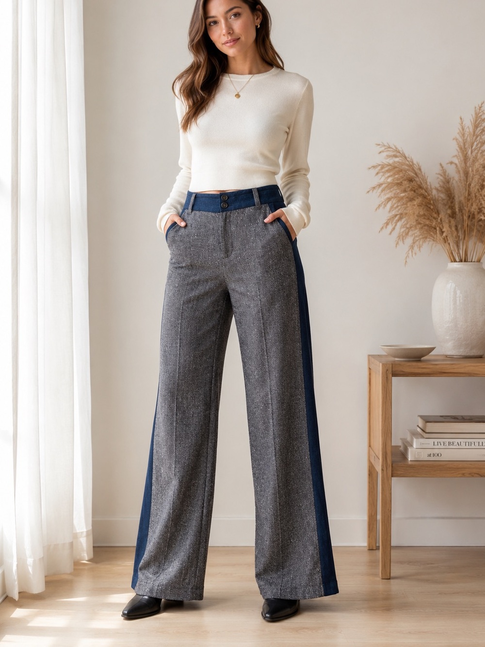 Anthropologie Elevenses Brighton Tweed Wide Leg Pants Size 4